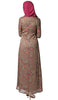 Esra Floral Print Chiffon Maxi Dress Abaya - Bronze
