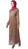 Esra Floral Print Chiffon Maxi Dress Abaya - Bronze