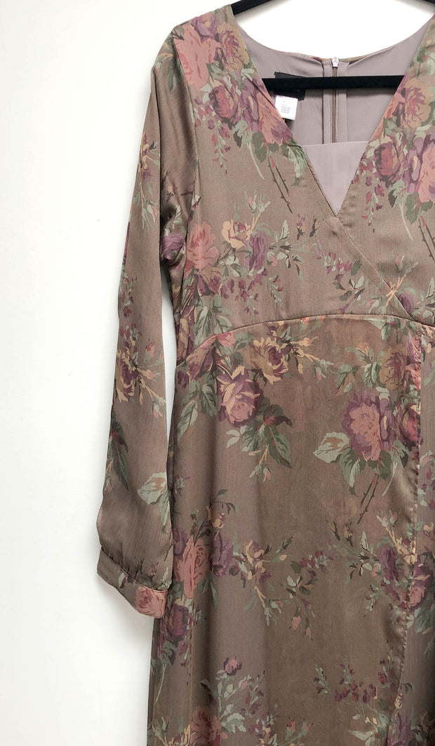 Esra Floral Print Chiffon Maxi Dress Abaya - FINAL SALE