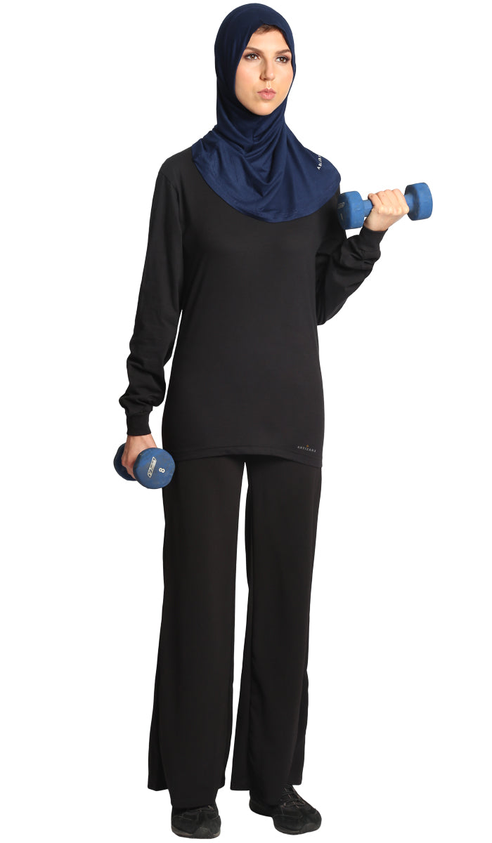 One Piece Stretch Sports Hijab - Navy Blue | Athletic Hijabs | Artizara â ARTIZARA.COM