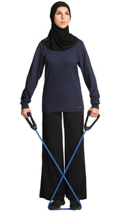 Essential Long Fine Cotton Modest T Shirt - Navy