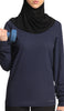 Essential Long Fine Cotton Modest T Shirt - Navy