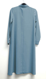 Farda Long Flowy Buttondown Shirt Jacket - Dusty Blue - FINAL SALE