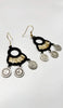 Fatima Handmade Lace Chandelier Earrings - Black/ Gold