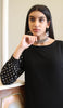 Fatima Handmade Lace Chandelier Earrings - Black/ Gold