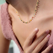 Collier multicolore en argent sterling plaqué or Fiza Dainty