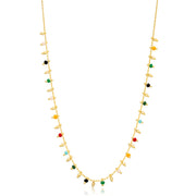 Fiza Dainty Gold plated Sterling Silver Multicolor Necklace