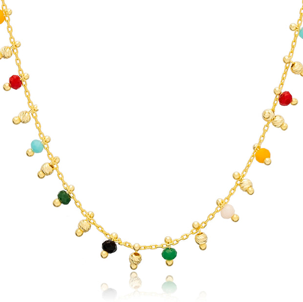 Collier multicolore en argent sterling plaqué or Fiza Dainty