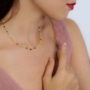 Fiza Dainty Gold plated Sterling Silver Multicolor Necklace