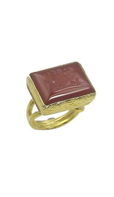 GOLDPLATED STERLING SILVER AND HAND ENGRAVED AQEEQ MOHAMMED RING