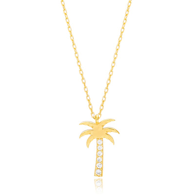 Gold-Plated Sterling Silver Palm Tree Necklace - FINAL SALE