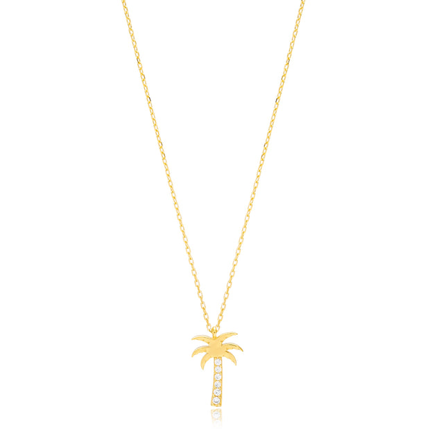 Collier palmier en argent sterling plaqué or - VENTE FINALE