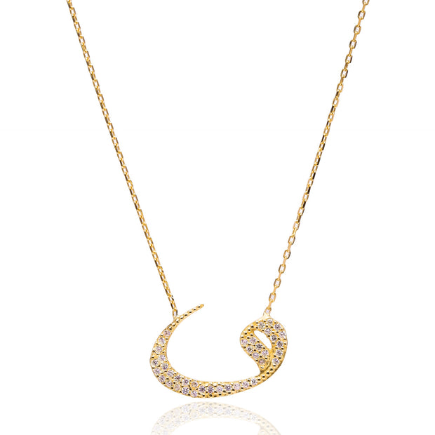 Gold-Plated Sterling Silver Waw Necklace