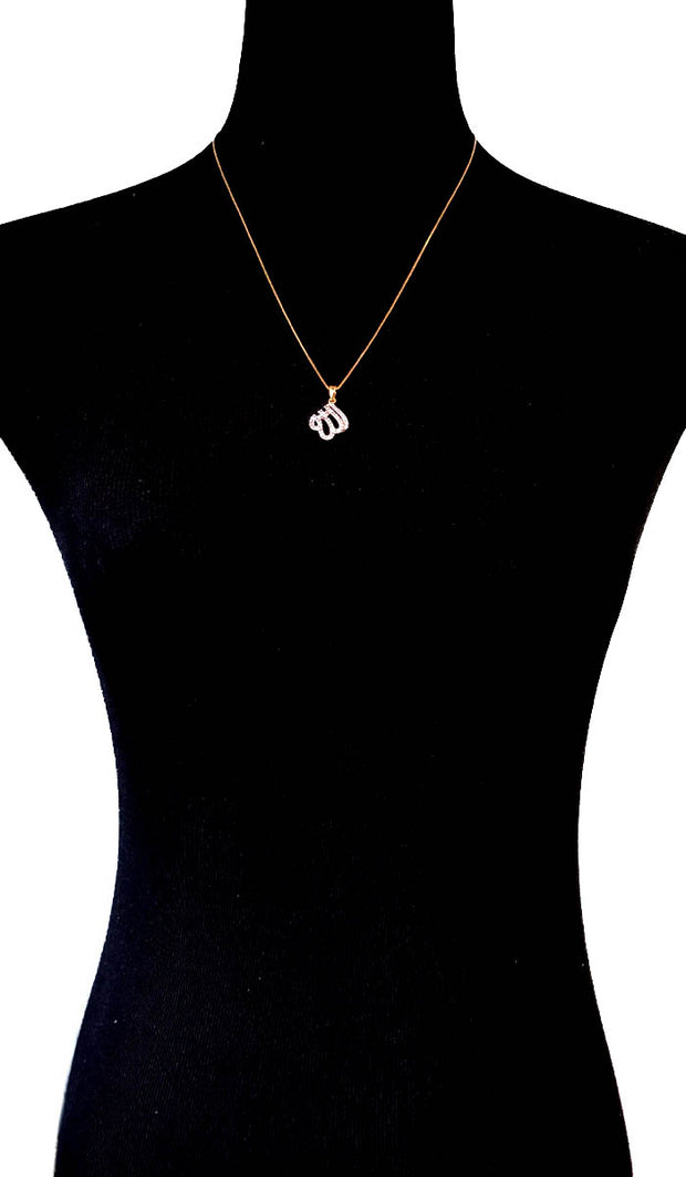 Gold-Plated Sterling Silver Diamond-Look Allah Necklace (small)
