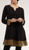 Gold Embellished Long Modest Tunic - Black