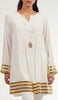 Gold Embellished Long Modest Tunic - Off White