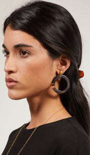 Gold plated Sterling Silver and Tortoise Shell Evil Eye Arabic Earrings