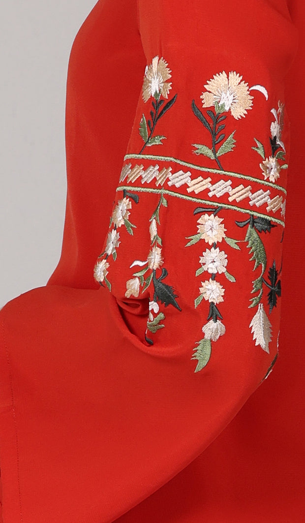 Gulzar Embroidered Long Modest Tunic - Russett - FINAL SALE