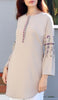 Gulzar Embroidered Long Modest Tunic - Latte