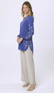 Hadeel Embroidered Long Modest Tunic - Azure