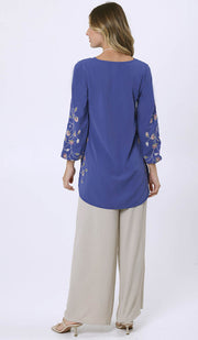 Hadeel Embroidered Long Modest Tunic - Azure