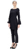 Haseen Long Chiffon Modest Tunic - Black