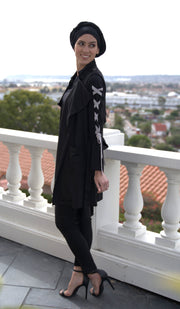 Haseen Long Chiffon Modest Tunic - Black