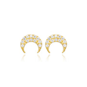 Hena Minimalist Sterling Silver Crescent Moon Stud Earrings - Gold