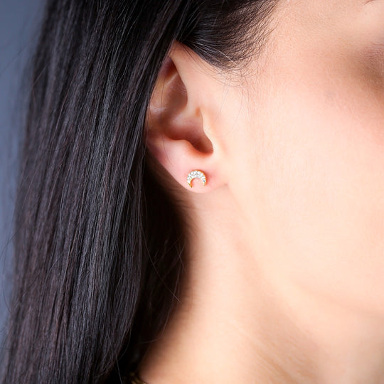 Hera Modern MashAllah Arabic Earrings - Moonstone main image 1