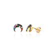 Hena Minimalist Sterling Silver Multicolor Crescent Moon Stud Earrings - Gold