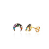 Hena Boucles d'oreilles minimalistes en argent sterling avec croissant de lune multicolore - Doré
