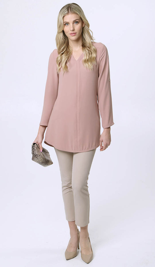 Tunique longue modeste de tous les jours Hena - Dusty Rose