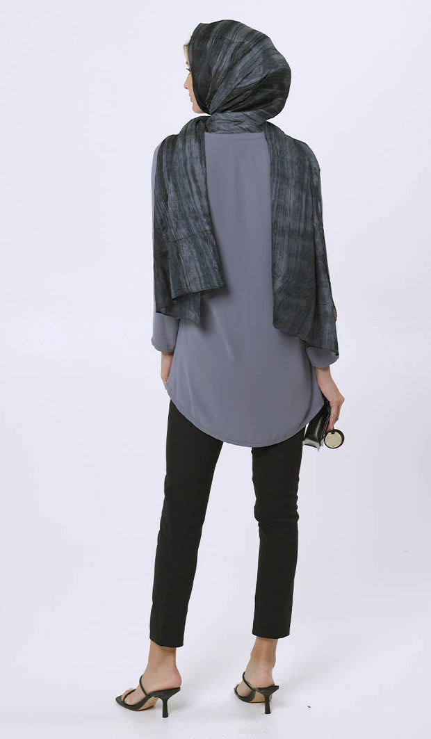 Hena Long Modest Everyday Tunic - Gray - FINAL SALE