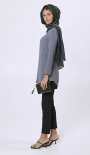 Hena Long Modest Everyday Tunic - Gray - FINAL SALE