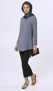 Hena Long Modest Everyday Tunic - Gray - FINAL SALE