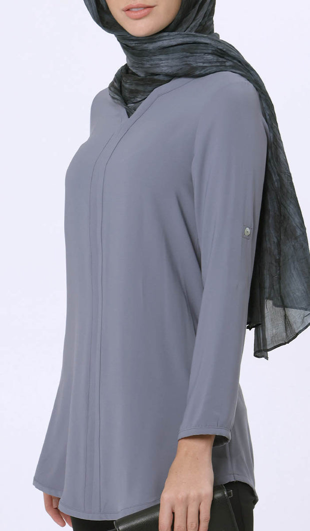 Hena Long Modest Everyday Tunic - Gray - FINAL SALE