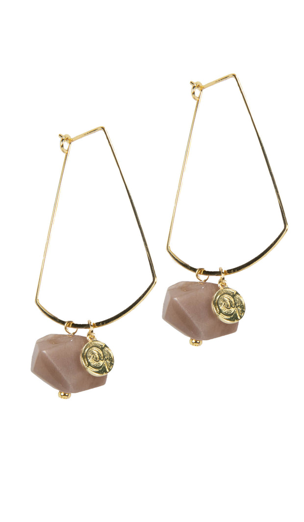 Hera Modern MashAllah Arabic Earrings-Moonstone