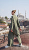 Chemise mi-longue boutonnée longue fluide Ilham - Olive