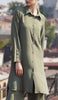 Chemise mi-longue boutonnée longue fluide Ilham - Olive