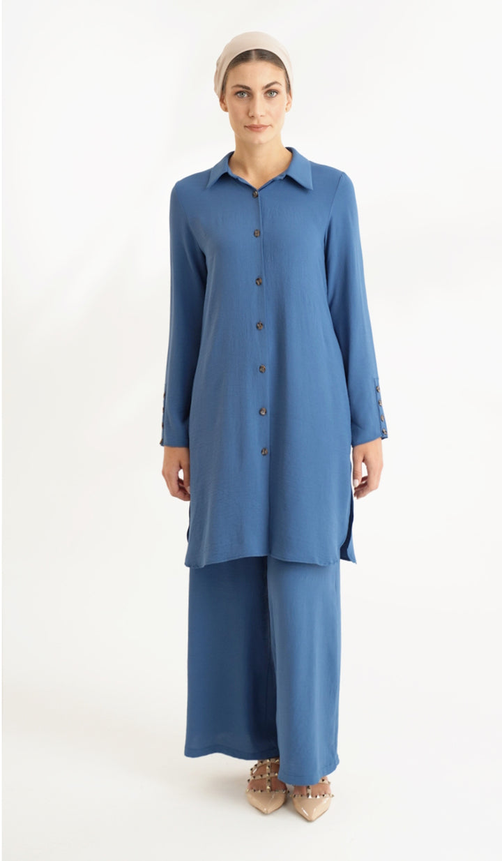 Pantalon Palazzo Ilham Loose Flowy Stretch - Azur