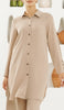 Chemise mi-longue boutonnée longue Ilham - Tan