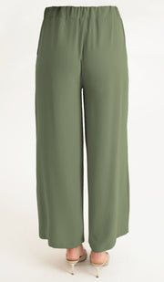 Ilham Loose Flowy Stretch Palazzo Pants - Olive