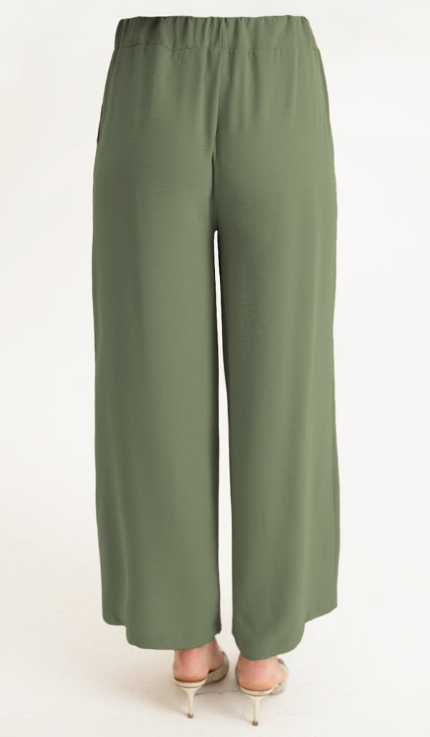 Pantalon Palazzo Ilham Loose Flowy Stretch - Olive 