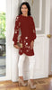 Iman Embroidered Formal Long Modest Tunic - Maroon