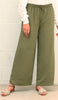 Inaya Loose and Flowy Stretch Wide Leg Pants - Olive