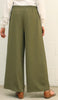 Inaya Loose and Flowy Stretch Wide Leg Pants - Olive