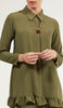 Inaya Flowy Long Modest Buttondown Shirt - Olive