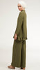 Inaya Flowy Long Modest Buttondown Shirt - Olive