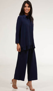 Pantalon large extensible ample et fluide Inaya - Bleu marine 