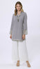 Ines Gold & Silver Embroidered Long Modest Tunic - Pearl